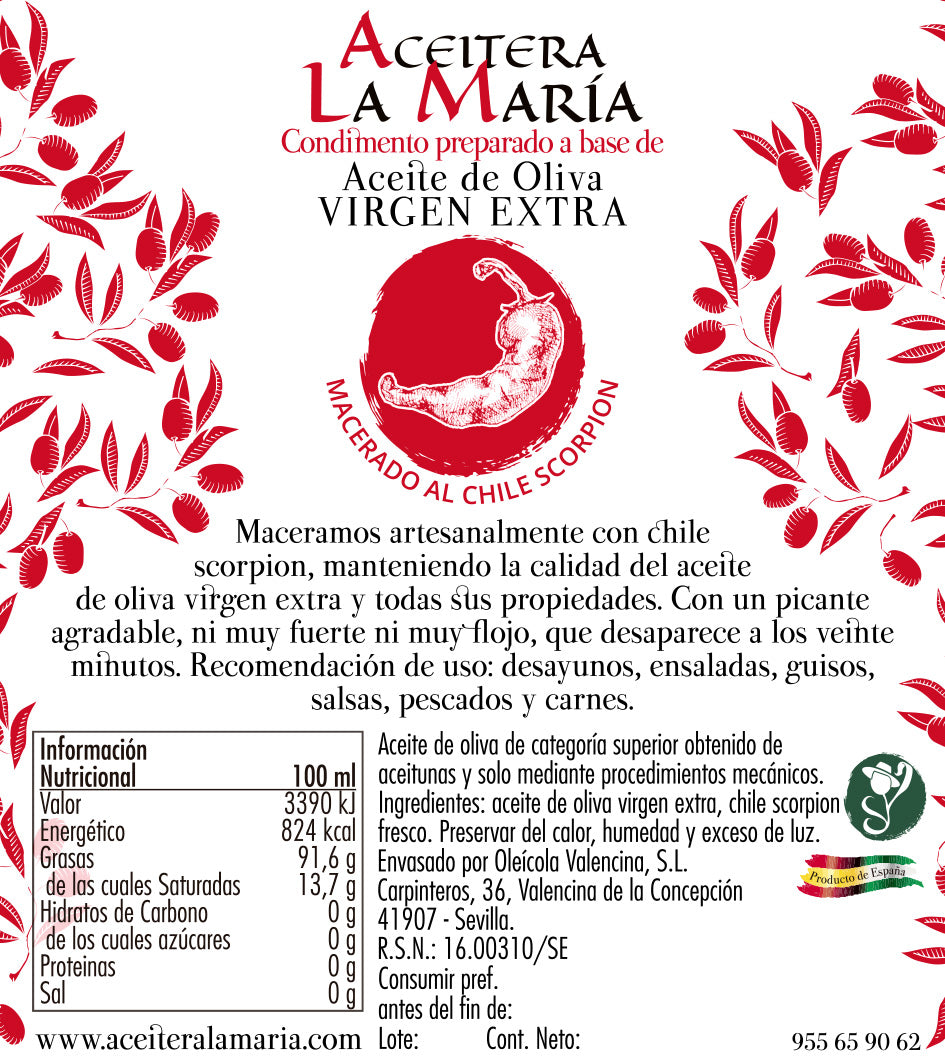 Aceite De Oliva Virgen Extra Macerado Al Chile Scorpion 50 Cl Pet_3