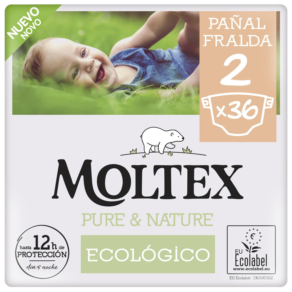 Pañales  T2 (3-6 kg) Moltex Pure & Nature, 36 Uds