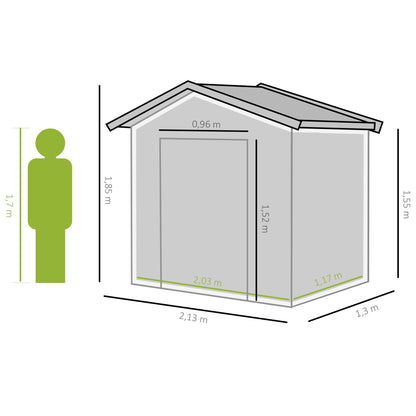 Outsunny Caseta De Jardín 213x130x185 Cm Con 2 Puertas Correderas Y 4 Ventanas_2