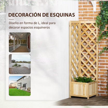 Outsunny Jardinera Con Enrejado De Madera Para Trepadoras 40x40x145 Cm Natural_5