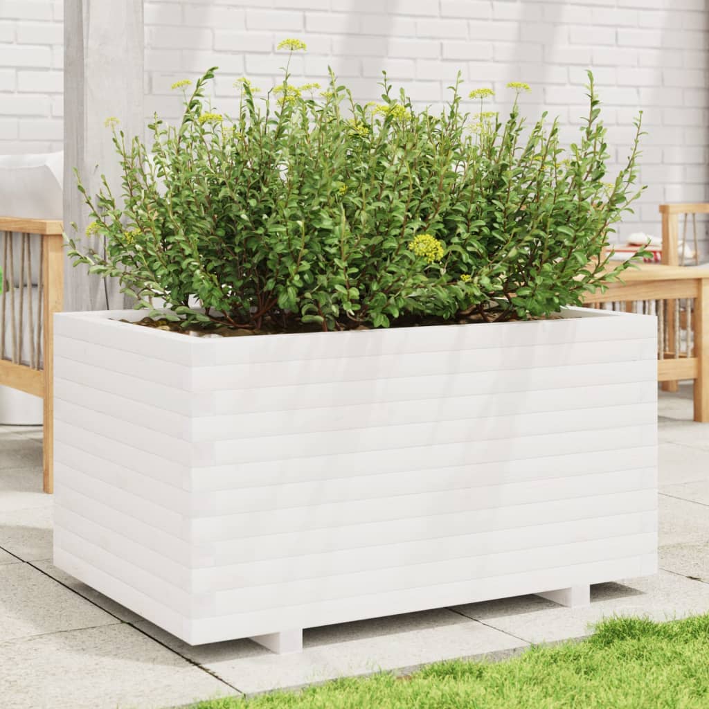 Jardinera Madera Maciza De Pino Blanco 90x60x49,5 Cm_2