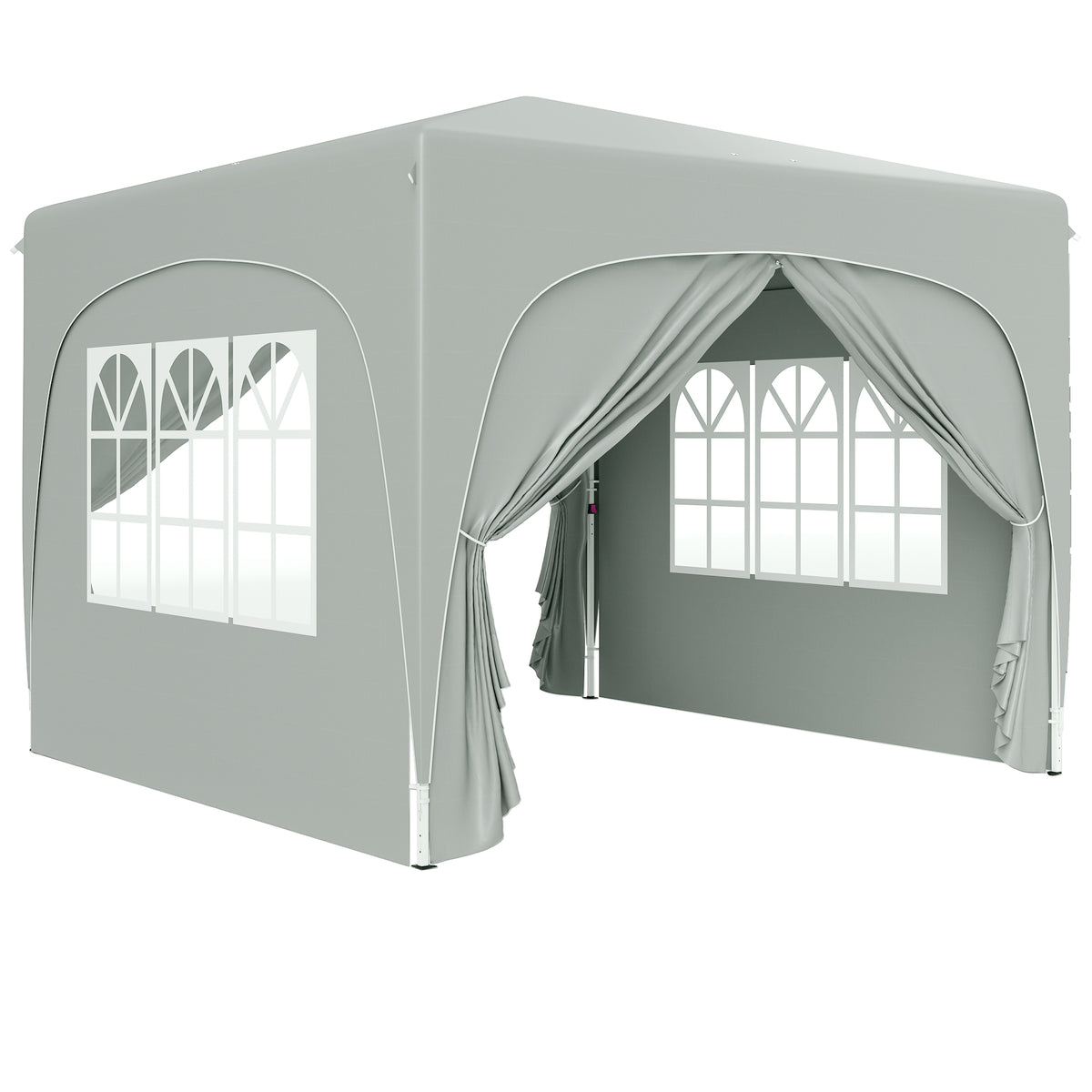 Outsunny Carpa Plegable 3x3 M Con Altura Ajustable 4 Laterales Upf50+ Gris_0