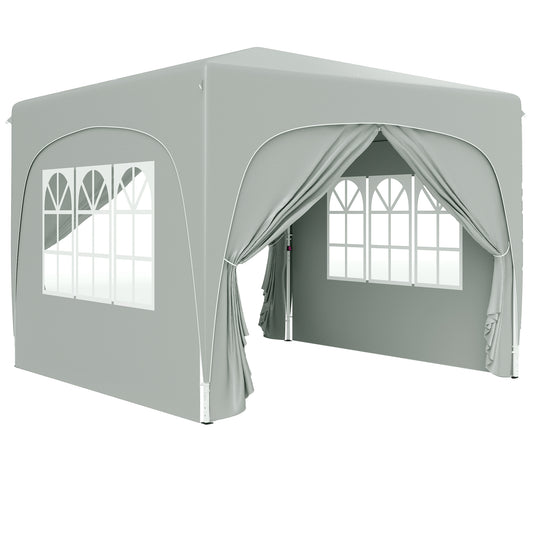Outsunny Carpa Plegable 3x3 M Con Altura Ajustable 4 Laterales Upf50+ Gris_0
