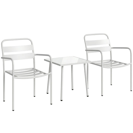 Outsunny Conjunto De Jardín Exterior De 3 Piezas De Acero Galvanizado Blanco_0