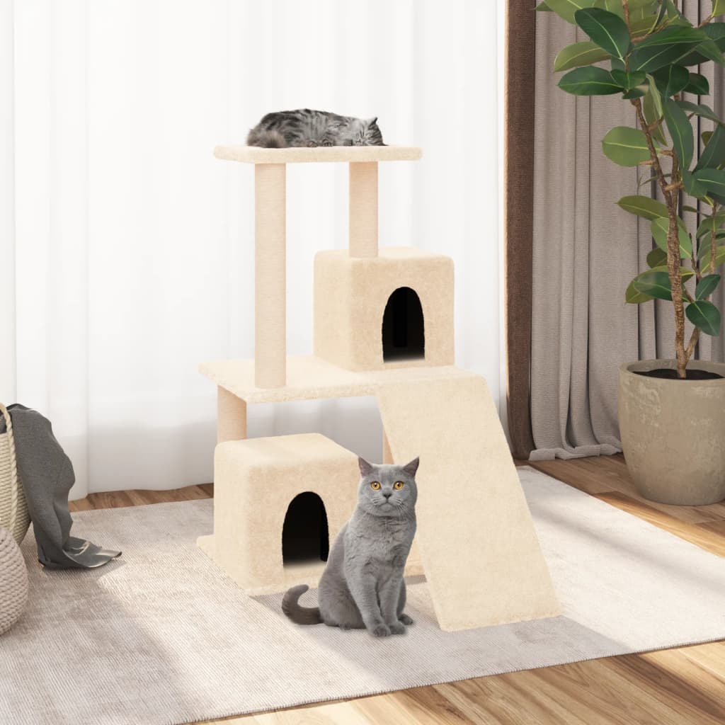 Rascador Para Gatos Con Postes De Sisal Color Crema 82 Cm_1