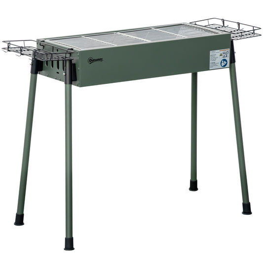 Outsunny Barbacoa De Carbón Con 2 Parrillas De Acero Inoxidable 94x39x70cm Verde_0