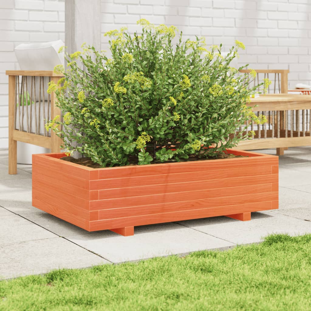 Jardinera De Madera Maciza De Pino Marrón Cera 90x60x26,5 Cm_2