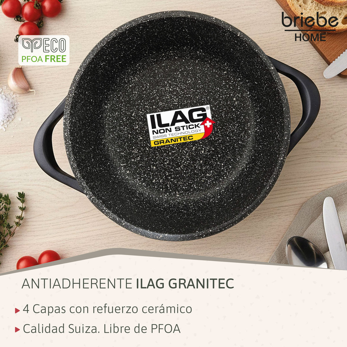 Briebe Batería De Cocina Inducción 8 Piezas Aluminio Fundido 4 Ollas Con Tapa De Cristal Antiadherente, Mgk-12, Negro_4