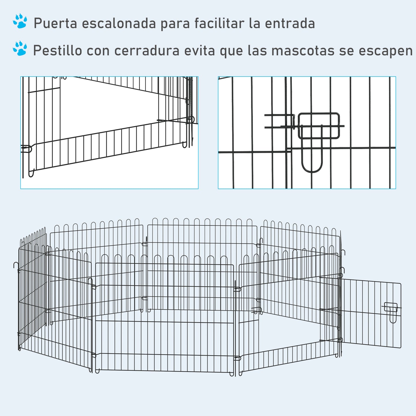Pawhut Parque Perros Plegable Cerca Entrenamiento Mascotas 8 Vallas 71x61cm_5