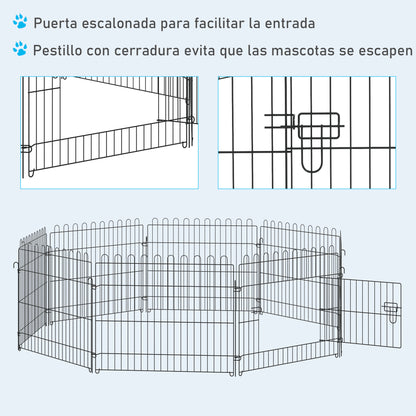 Pawhut Parque Perros Plegable Cerca Entrenamiento Mascotas 8 Vallas 71x61cm_5