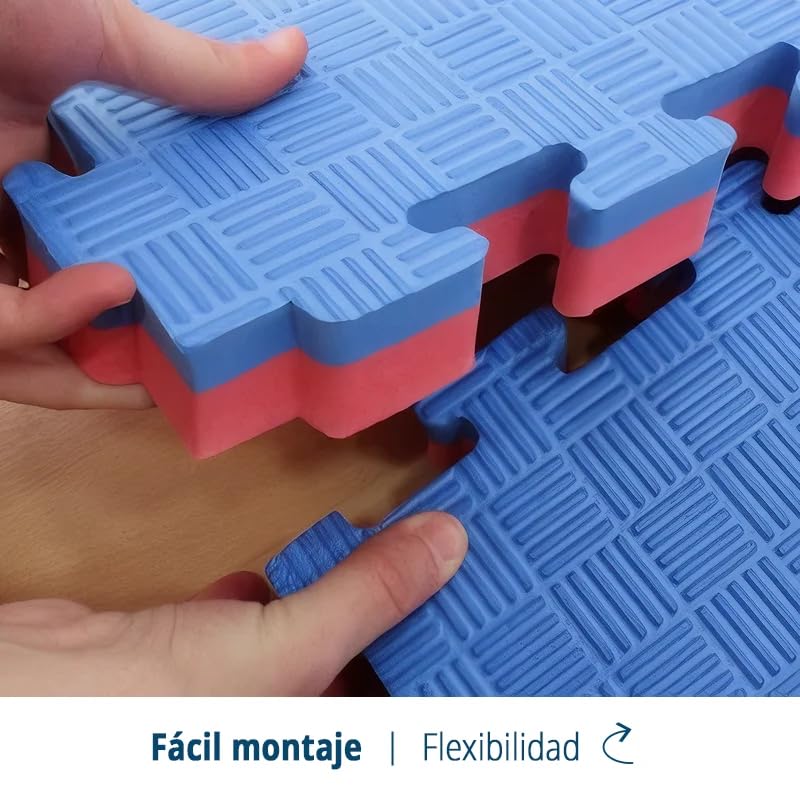 Artatami® Tatami Puzzle 1x1x20 mm Rojo - Azul Pack Ahorro【2 Unidades】Gimnasios - Fitness - Pilates - Yoga_3