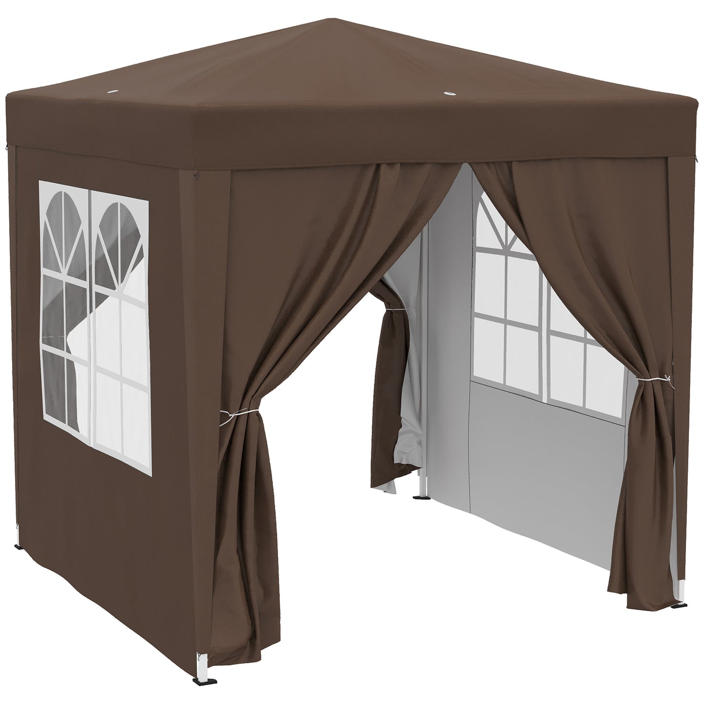 Outsunny Carpa Plegable 2x2m Exterior Con 4 Paredes Y Bolsa De Transporte Marrón_4