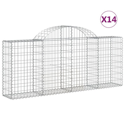 Cestas De Gaviones 14 Uds Forma De Arco Hierro 200x30x80/100 Cm_0