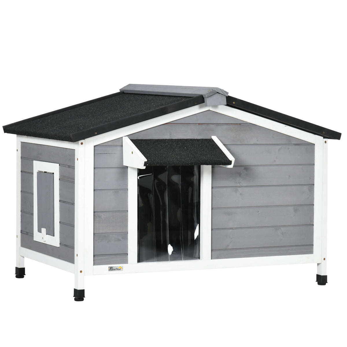 Pawhut Caseta Para Perros De Exterior Con Techo Asfáltico 97x72x65 Cm Gris_0