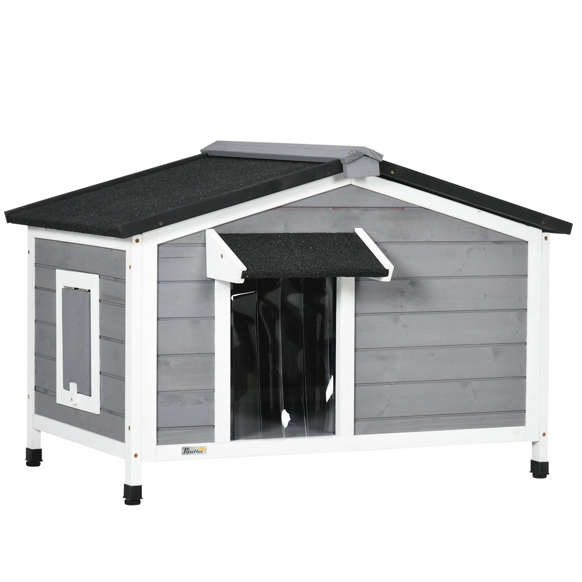Pawhut Caseta Para Perros De Exterior Con Techo Asfáltico 97x72x65 Cm Gris_0