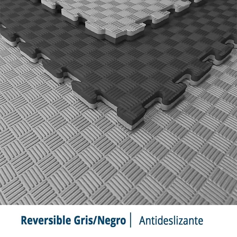 Tatami Puzzle Eva Para Suelo Infantil 1x1m X40mm Negro - Gris Pack Ahorro 4 Unidades_2