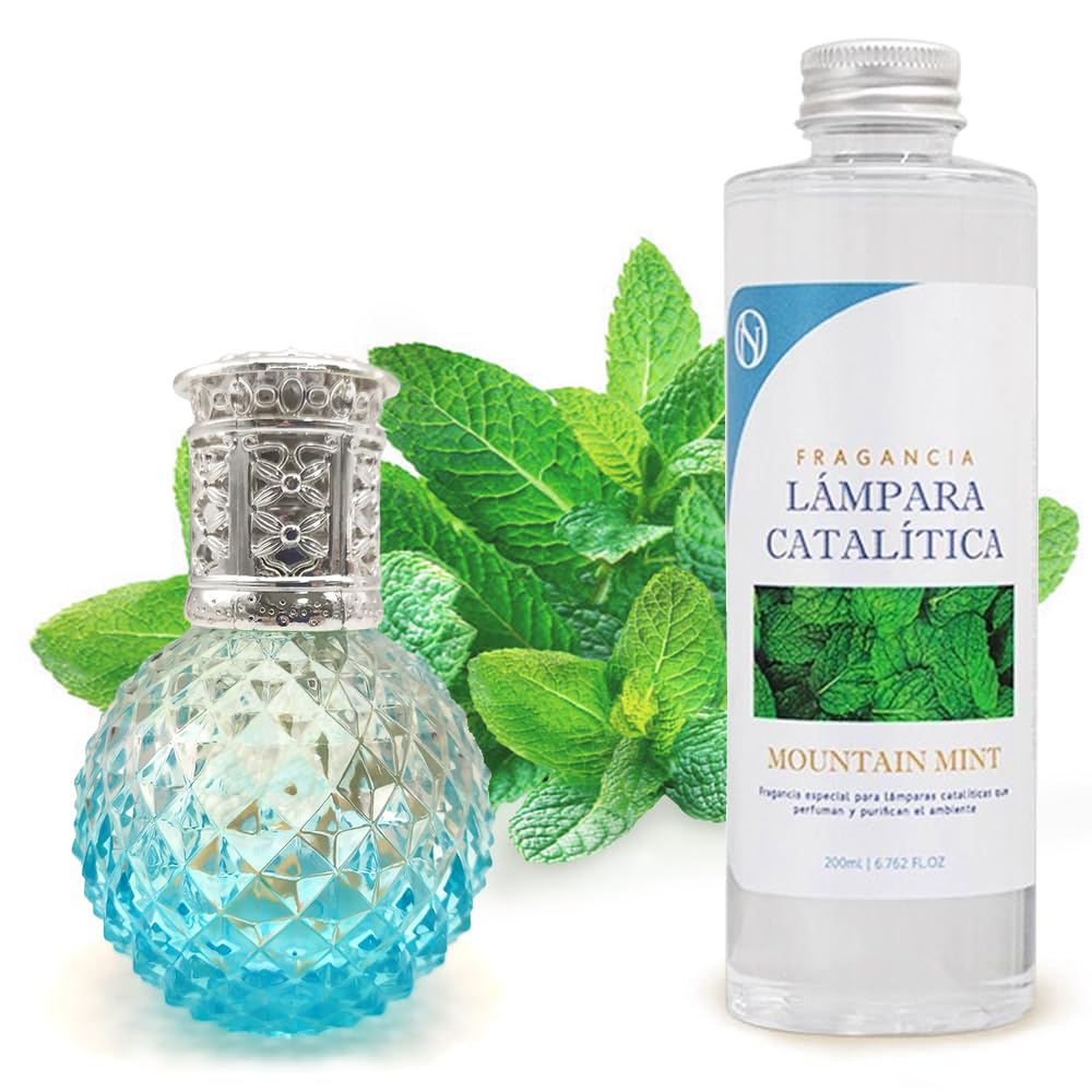 Lámpara Catalítica Blue Diamonds + Aroma Mountain Mint 500ml - Elimina Malos Olores, Impurezas Y Perfuma_0
