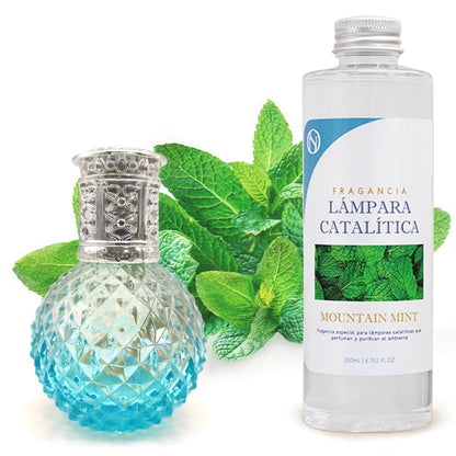 Lámpara Catalítica Blue Diamonds + Aroma Mountain Mint 200ml - Elimina Malos Olores, Impurezas Y Perfuma_0