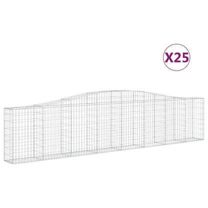 Cestas De Gaviones 25 Uds Forma De Arco Hierro 400x30x80/100 Cm_0