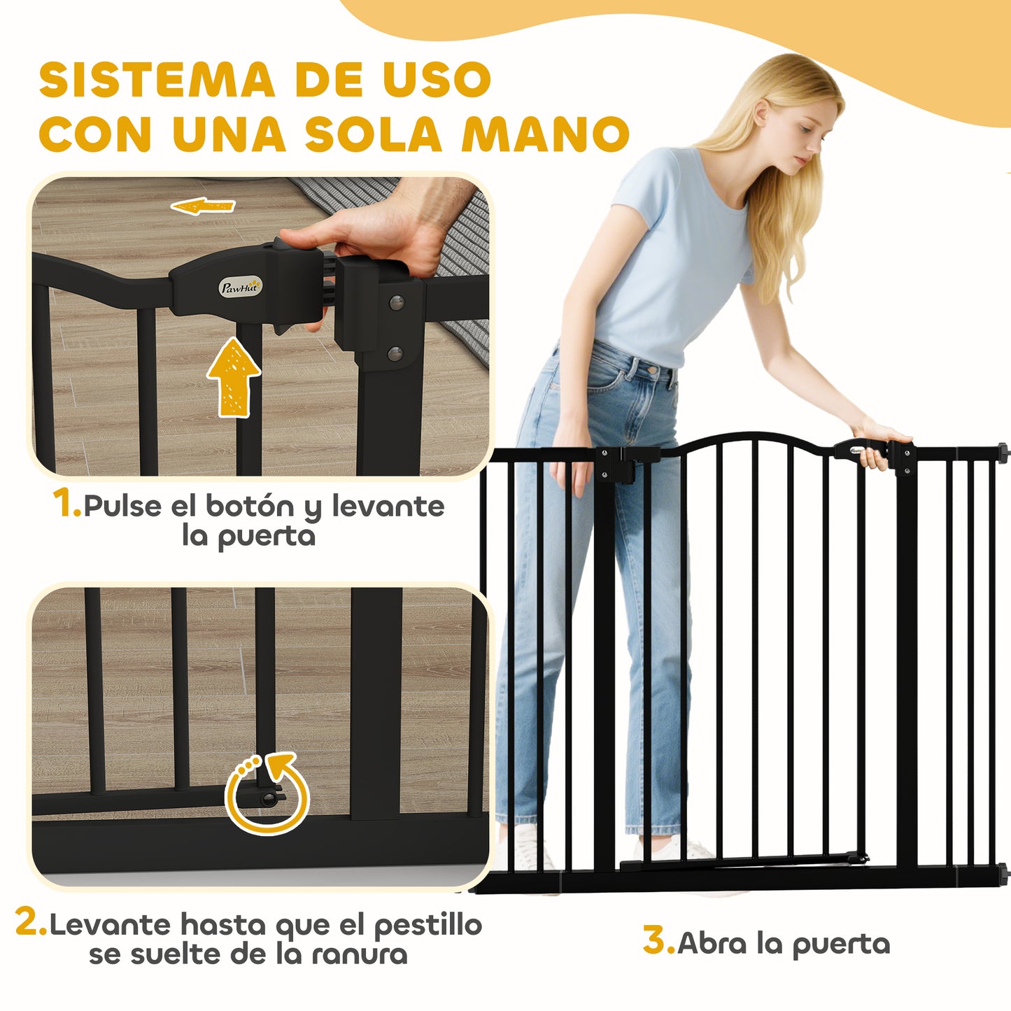 Pawhut Barrera Para Perros Con Ancho Ajustable 74-100 Cm Con 2 Extensiones Negro_5
