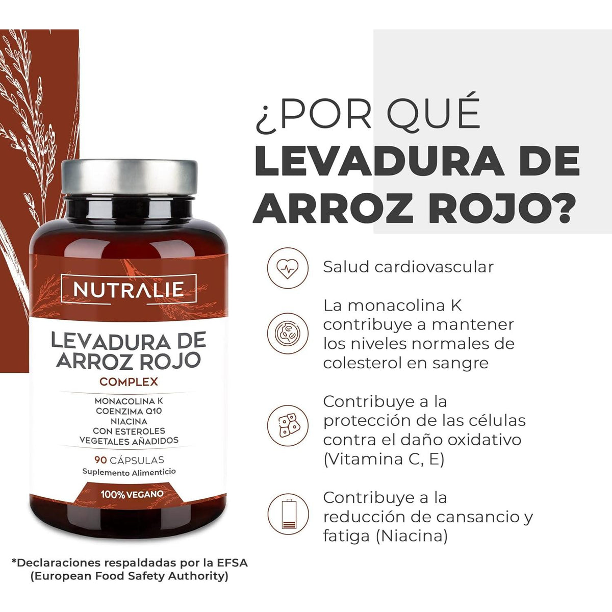 Nutralie Levadura de Arroz Rojo con 2,9mg Monacolina y Q10 90 Cápsulas