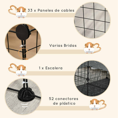 Pawhut Jaula Para Animales Pequeños Forma Personalizable 175x105x70 Cm Negro_5