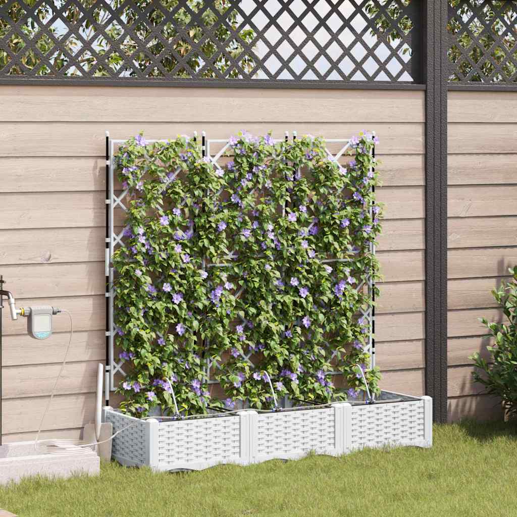 Macetero De Jardín 3 Uds. Blanco 120 X 40 X 126 Cm Pp_2