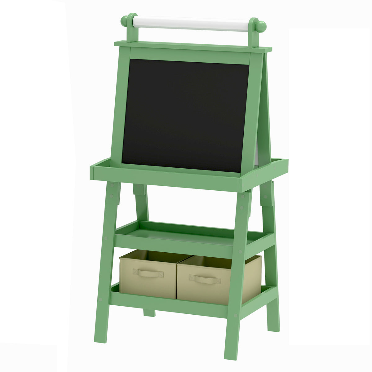 Aiyaplay Pizarra Infantil Caballete 3 En 1 Con Rollo De Papel Y Cestas Verde_0