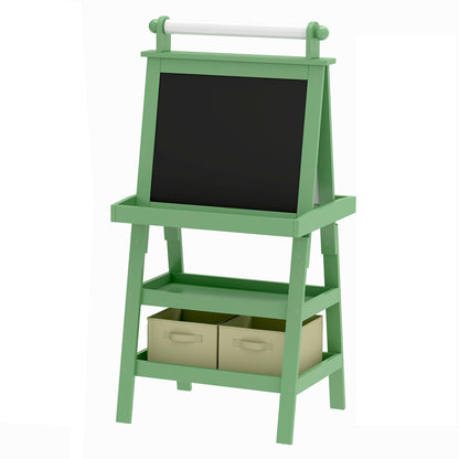 Aiyaplay Pizarra Infantil Caballete 3 En 1 Con Rollo De Papel Y Cestas Verde_0
