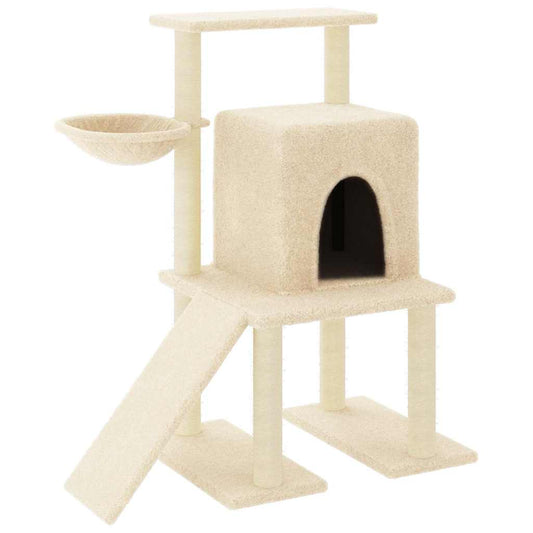 Rascador Para Gatos Con Postes De Sisal Color Crema 96,5 Cm_0