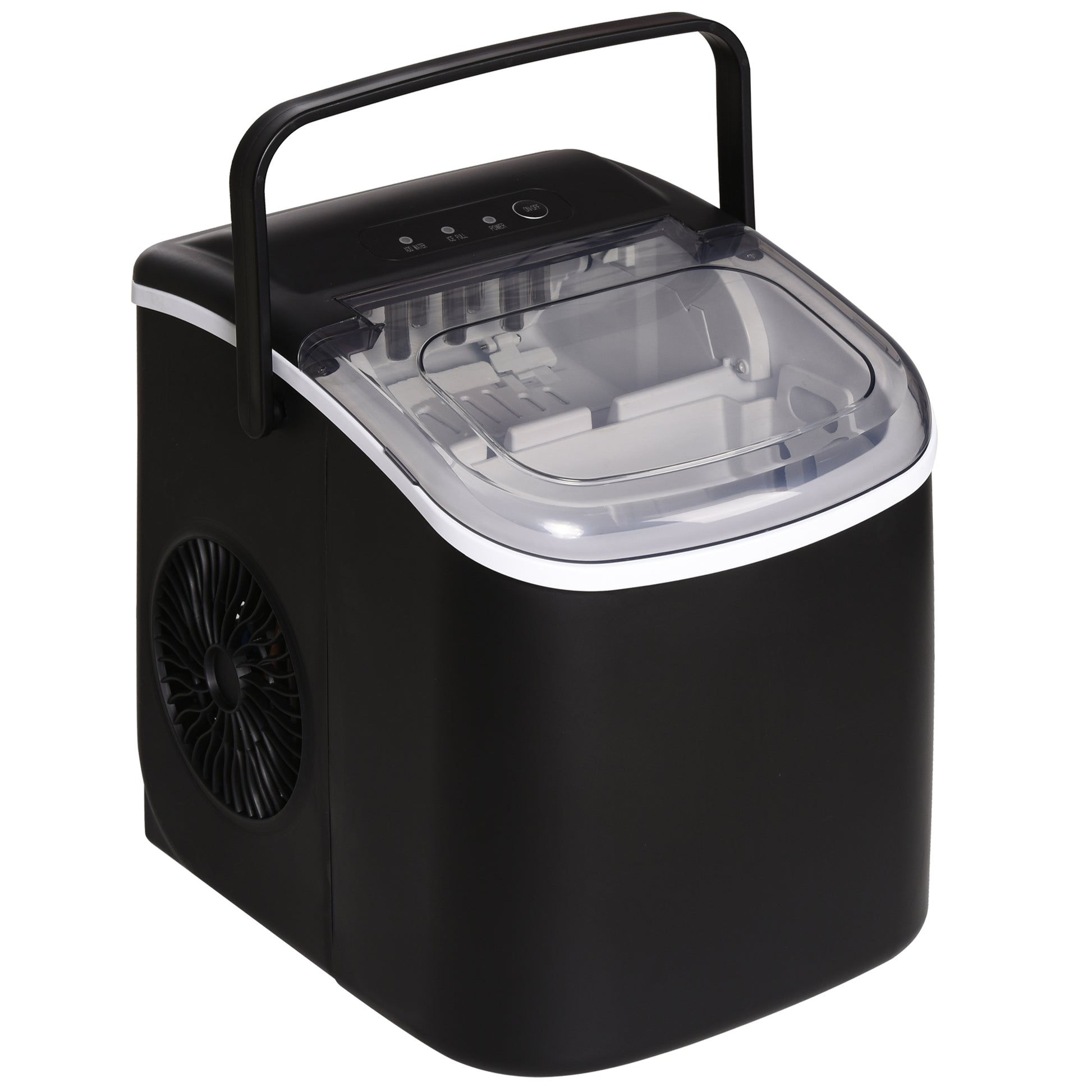 Homcom Máquina Para Hacer Hielo 12 Kg En 24 Horas 22,2x29,4x29 Cm Negro_0