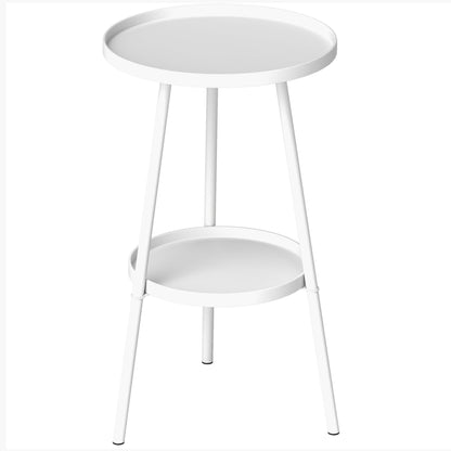 Mesa De Jardín Outsunny Metal Blanco 32x32x51 Cm_0