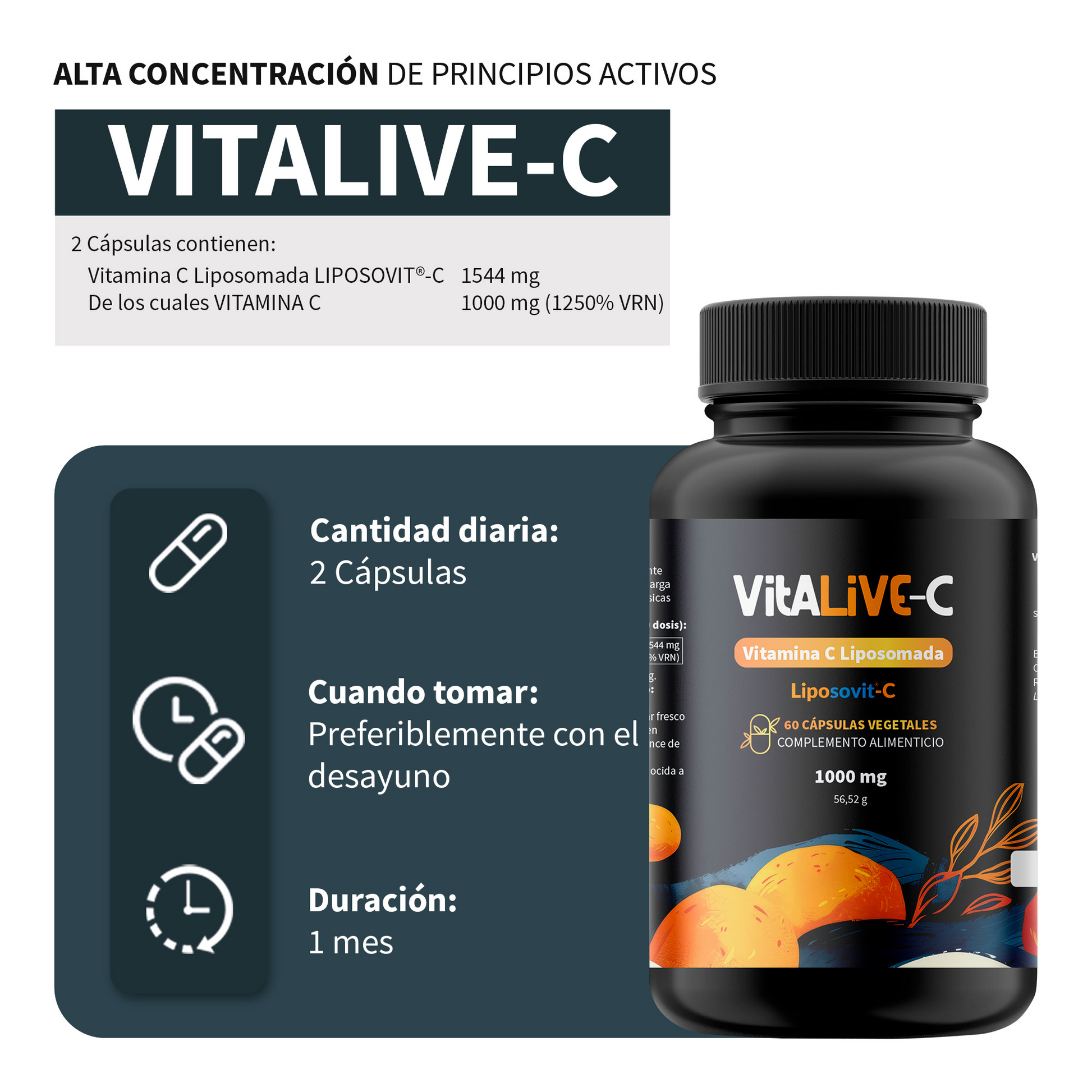 Vitalive-c Vecos 60 Cápsulas | Defensas Y Sistema Inmune | Vitamina C Liposomada 1000 Mg_2