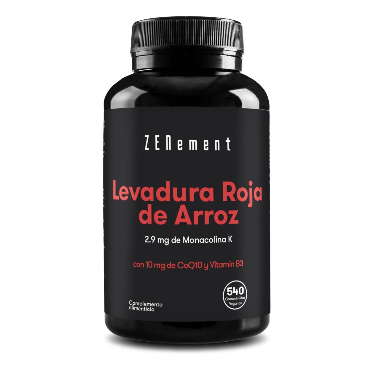 Levadura roja de arroz, con 2,9 mg de Monacolina K + 10 mg de CoQ10 + 4 mg de VItamina B3 Zenement, 540 comprimidos