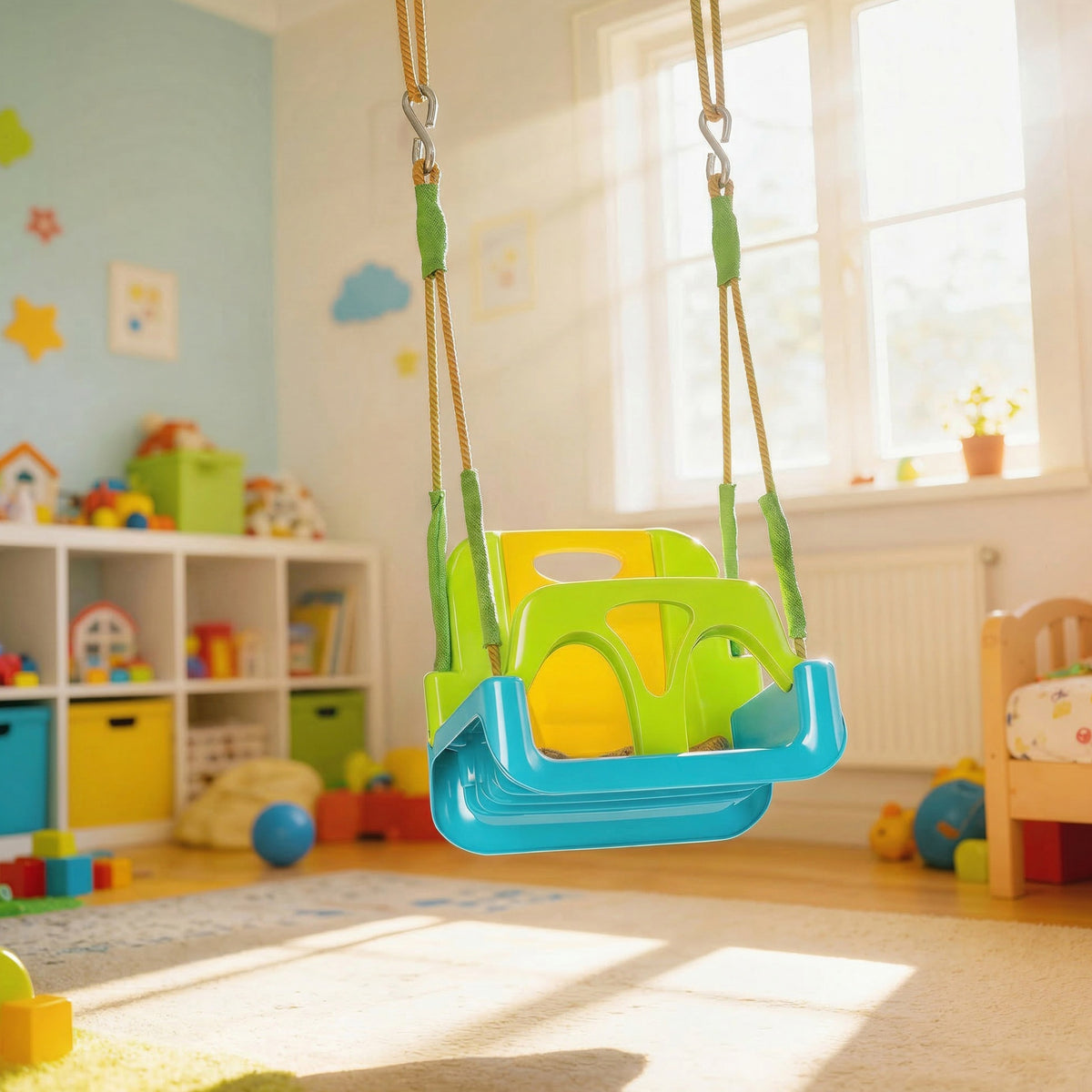 Columpio Infantil Outsunny Pp, Pe Verde Oscuro 42x33x38 Cm_3