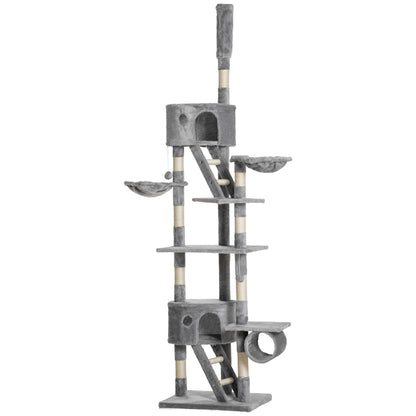 Pawhut Árbol Para Gatos De Suelo A Techo De 240-260 Cm Con Plataformas Gris_0