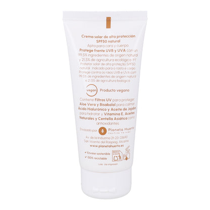 Crema de protección solar 100% mineral SPF50 Planeta Huerto 100 ml