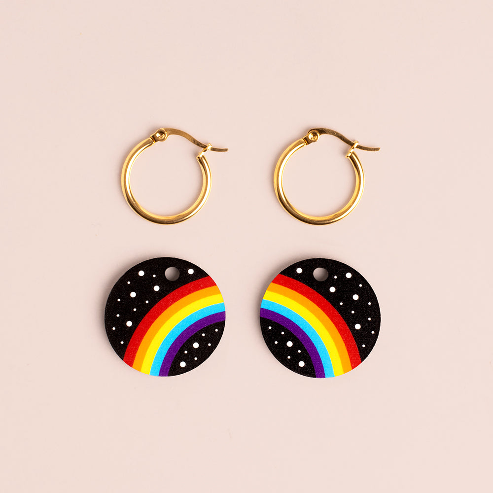 Pendientes Rainbow - Aro de Acero Quirúrgico y Bañado en Oro de 18k - Nature Vibes_2
