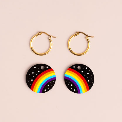 Pendientes Rainbow - Aro de Acero Quirúrgico y Bañado en Oro de 18k - Nature Vibes_2