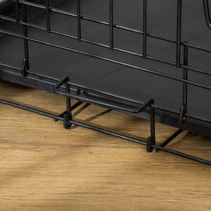 Pawhut Transportín De Perro De 2 Puertas Plegable Con Asa 75x48,5x53cm Negro_4