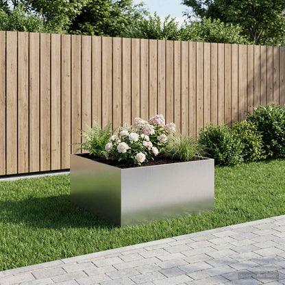 Macetero De Jardín Plateado 80 X 80 X 40 Cm Acero Inoxidable_1