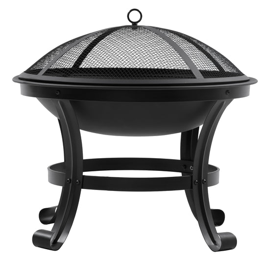 Outsunny Brasero Exterior De Acero Con Protector De Chispas Ø55x50 Cm Negro_0