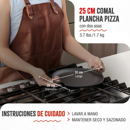Victoria Plancha Cocina Para Pizza Hierro Fundido Curado Inducción, Sartén 25cm, Fuego, Barbacoa, Horno, 31800, Negro_4
