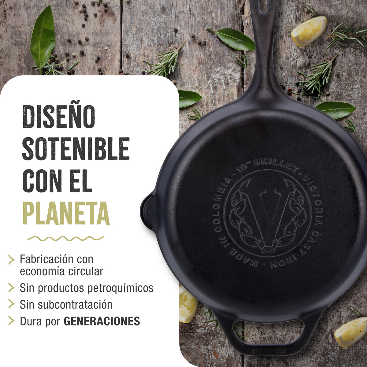 Victoria Sartén Hierro Fundido Curado Inducción 25cm, Apta Fuego, Barbacoa, Horno Cast Iron Skillet, 32432, Negro_5