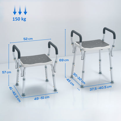 Homcom Taburete De Ducha Con Altura Regulable Antideslizante Carga 150 Kg_2