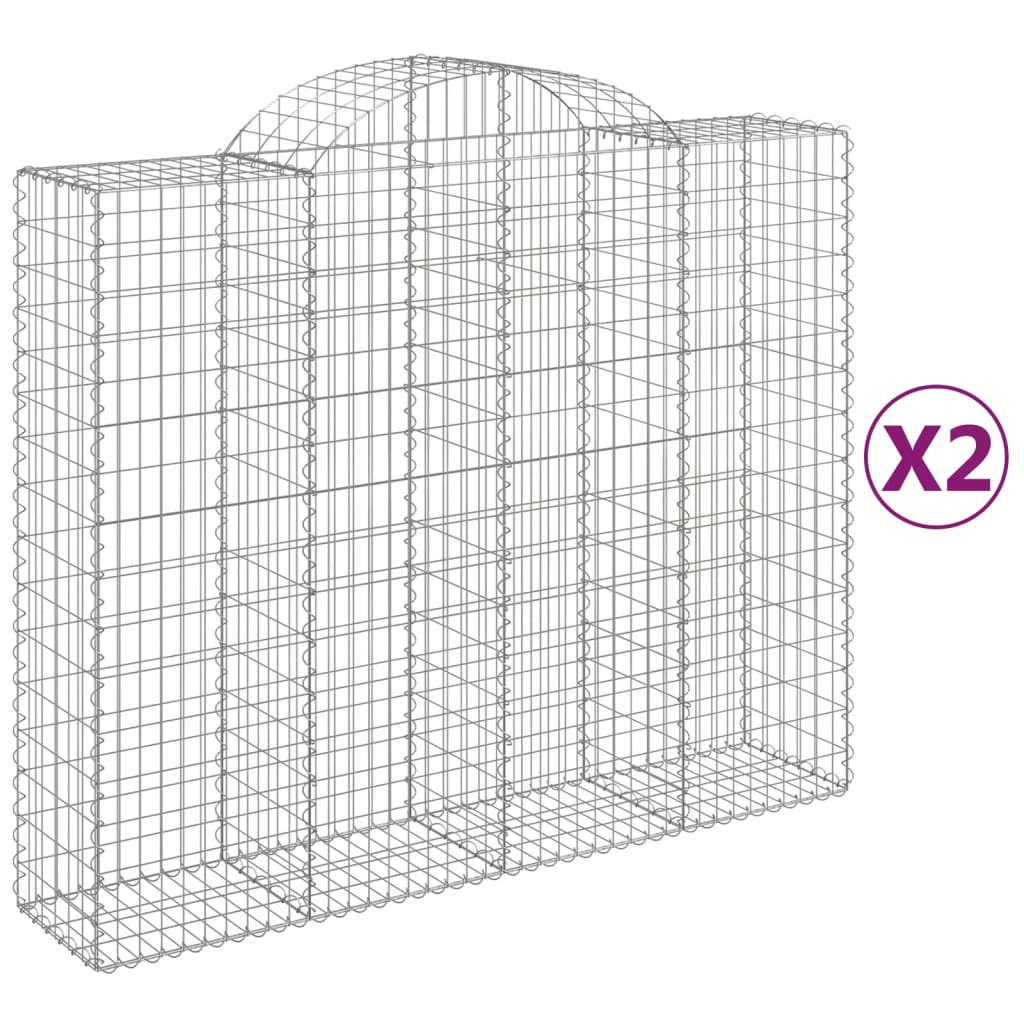 Cestas De Gaviones 2 Uds Forma De Arco Hierro 200x50x160/180 Cm_0