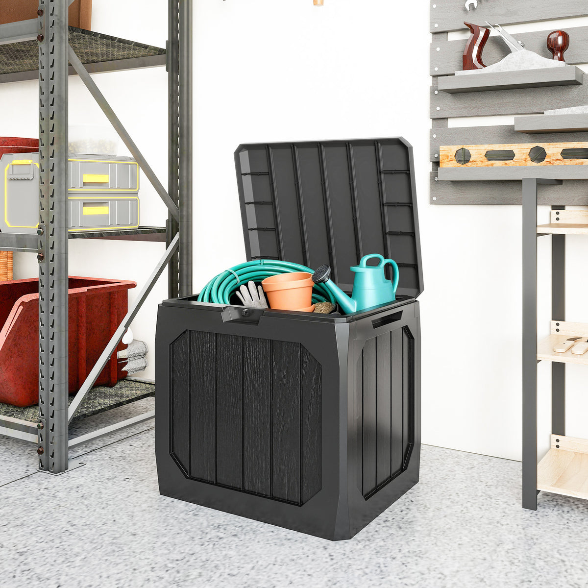 Baúl De Exterior Outsunny Pp Negro 56x45x53 Cm_3