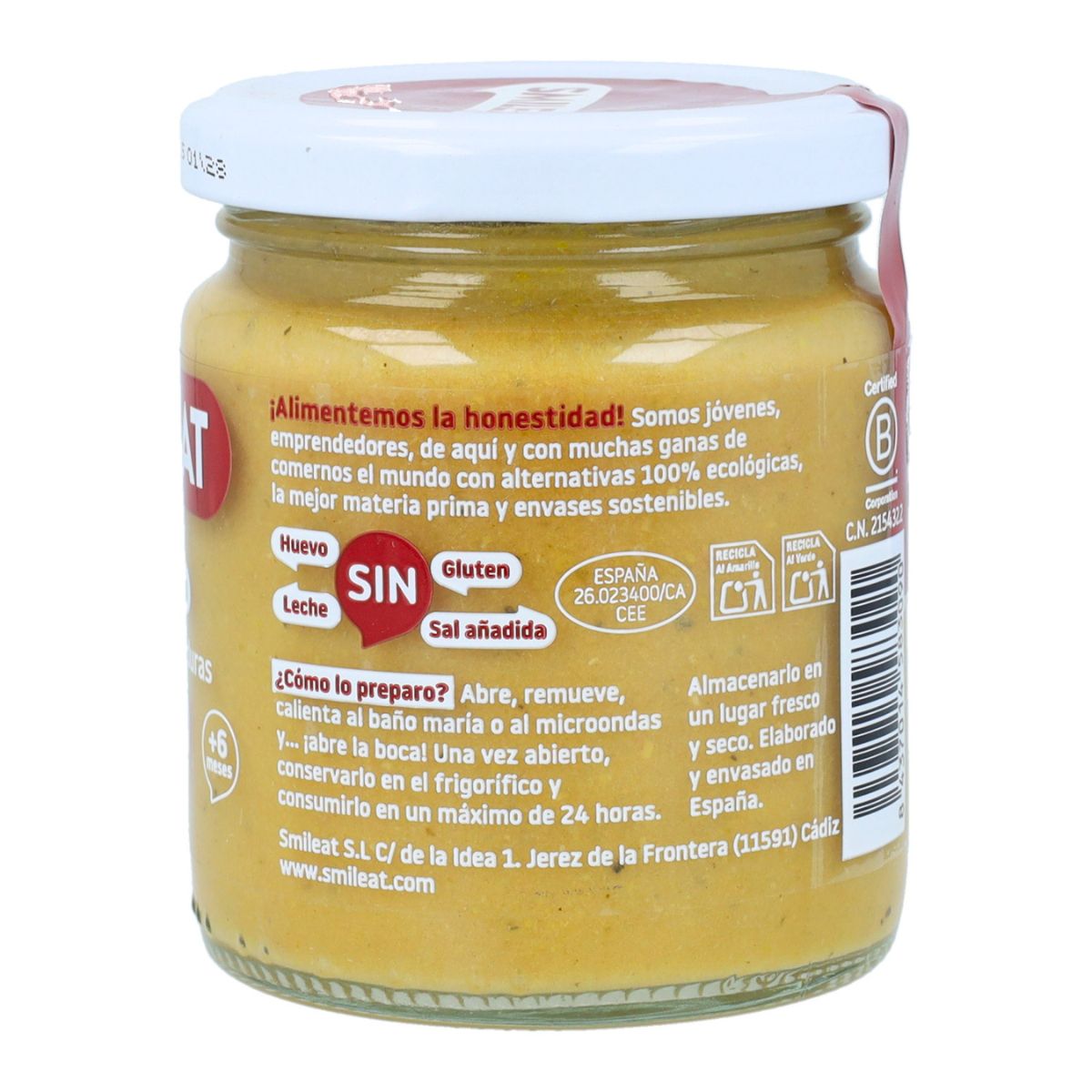 Tarrito BIO ternera y verduras +6 meses Smileat 230g