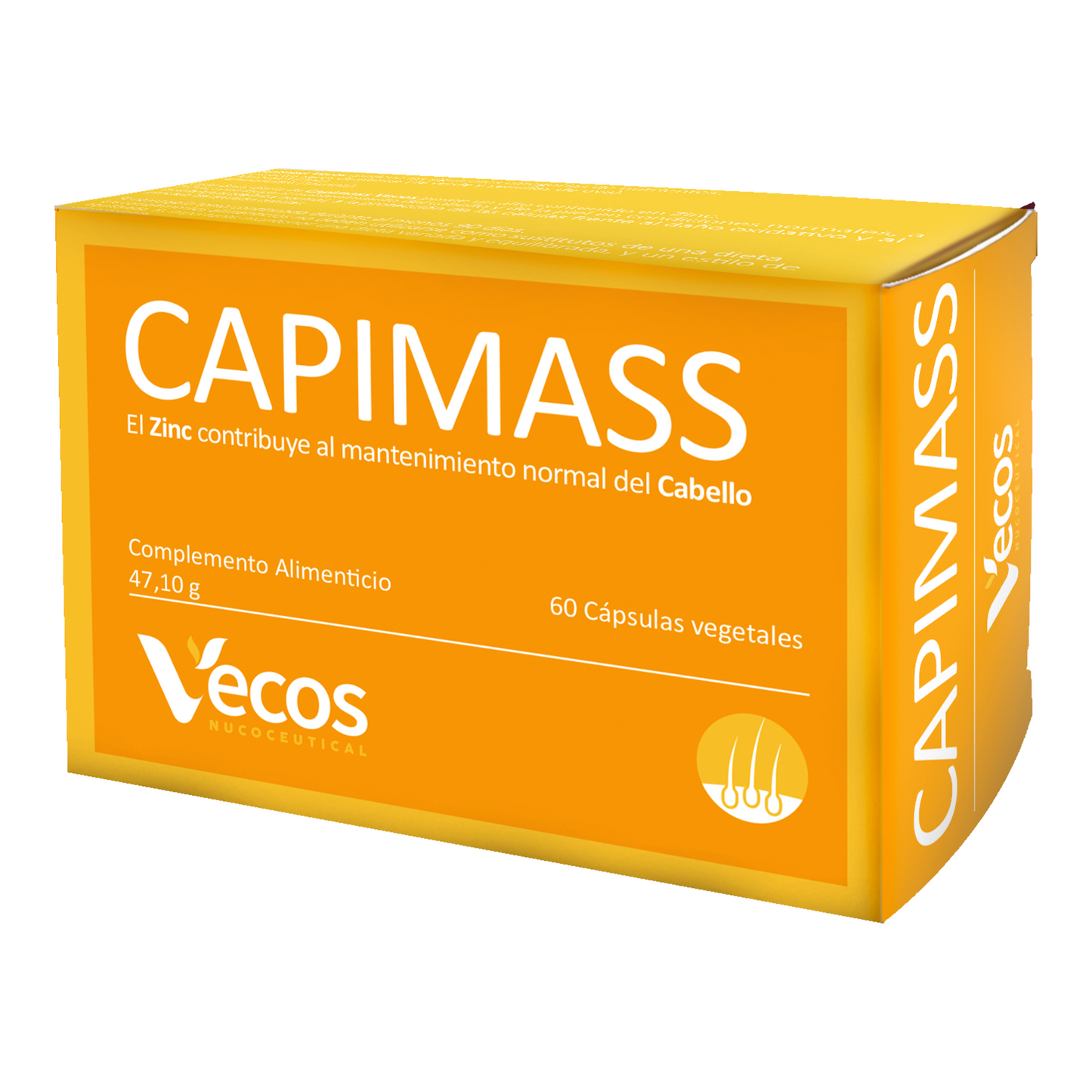 Capimass Vecos 60 Cápsulas | Volumen Y Densidad De Cabello | Zinc + Taurina + Té Verde_0