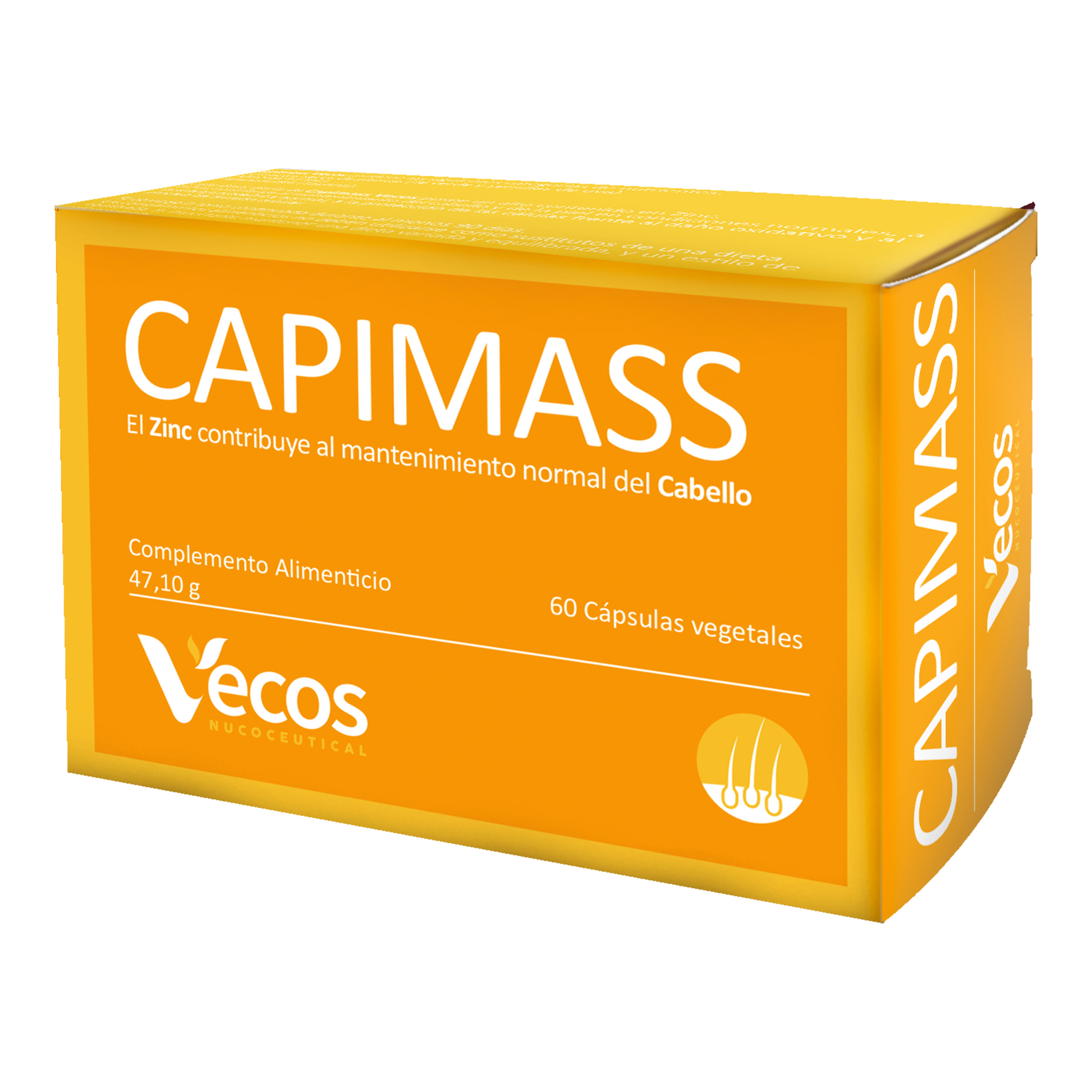 Capimass Vecos 60 Cápsulas | Volumen Y Densidad De Cabello | Zinc + Taurina + Té Verde_0
